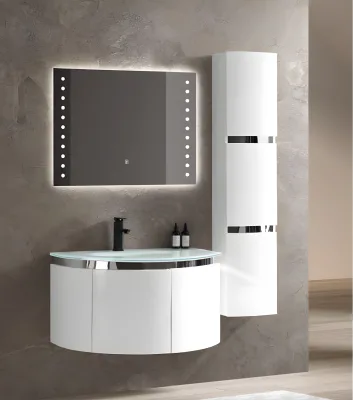 Modern Chic PVC Wall Hung Vanity for Home Improvement with Integrated Ceramic Sink Set