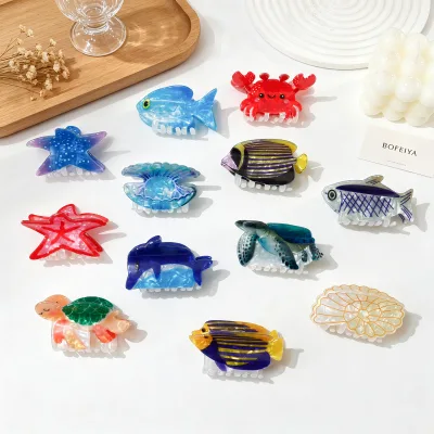 Summer Refreshing Ocean Series Grab Clip Ins Creative and Cute Animal Hair Clip Shark Clip Hair Accessory for Women