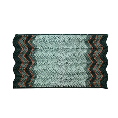 Customized Chenille Bold Loop-pile Floor Mat Microfiber Mixed Color Stripe Shaggy Super Absorbent Non-slip Bath Mat