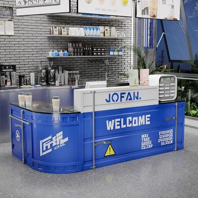 Industrial Style Front Desk Reception for Milk Tea Coffee Catering Shops Creative Bar Furniture Set