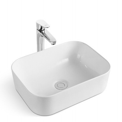 Nordic Modern Rectangular Ceramic Single Basin Above-Counter Sink Drainer Small Size Stone Home Balcony Hotel Mount/Counter