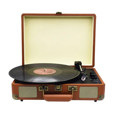 High Quality Hot Sell Vintage Record Player Turntable CD Vinyl Player Portable PU Leather Gramophone Phonograph Personal Use