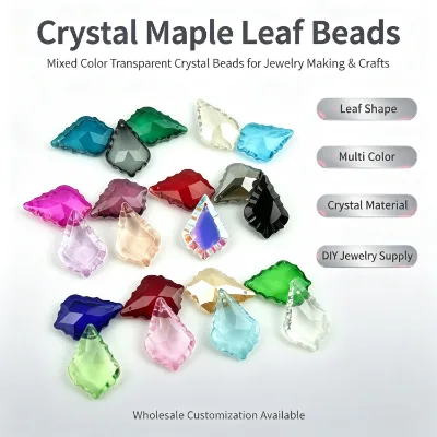 K9 Crystal Maple Leaf Pendant Beads Faceted Glass Prism Drop Ornaments Christmas Tree Hanging Decorations Wedding Curtain Drop