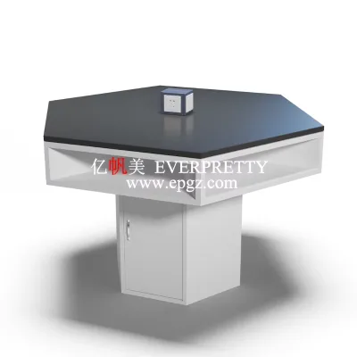 Modern Hexagonal Science Lab Table  University Laboratory Equipment Table with Electronic Control Panel and Storage
