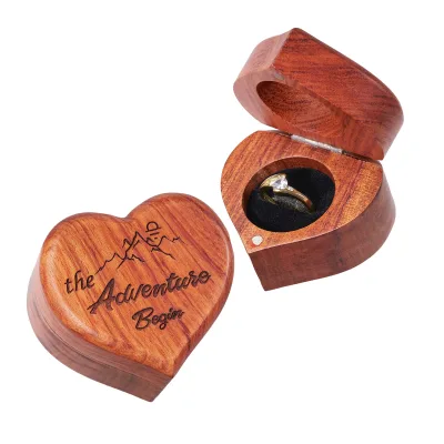 Rustic Engagement Luxury Flip Top Display Ring Box Packaging Jewelry Wooden Boxes Ring Handmade Wooden Ring Box