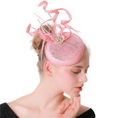 Party Decoration Sinamay Base and Feather Fascinator Hat with Headband