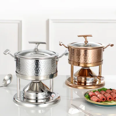 Commercial 304 Stainless Steel Single-Person Small Hot Pot Glass Cover Inflatable Stove Dishwasher Safe for High-End Hotel