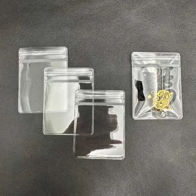 Custom Logo PVC Clear Gravure Printing Jewelry Organizer Bag Valve Factory Price Accessory Packaging Pouch for Earrings