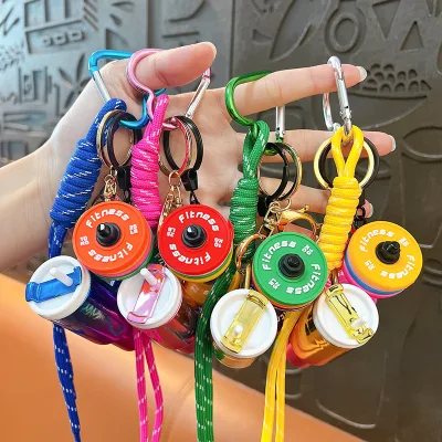 HECION New Fitness Club Promotion Accessories Keychain Special Series Barbell Fitness Bag Charm Plates Dumbell Key Chain