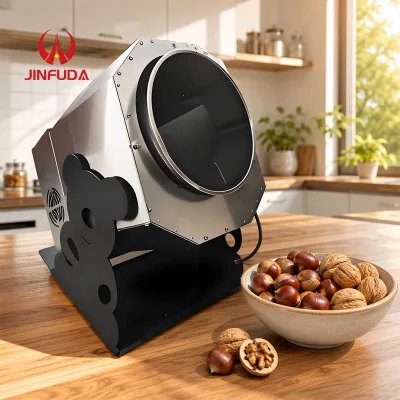 Busy Dry Fruit Retail Stall Tabletop Electric Automatic Stainless Steel Versatile Almond Roasting Machine