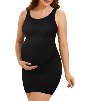 Custom logo Seamless Maternity Clothes Sleeveless Bodycon Pregnant Dress Skin-friendly Shapewear for Women