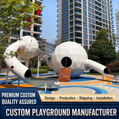 Commercial Geometric Sphere Playground Set Custom 304 Stainless Steel Slide Outdoor Kids Amusement Equipment