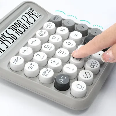 Colorful Decompression Large Buttons Office Mechanical Calculator Battery 14-Digit Display Calendar Function Cute Silent Design