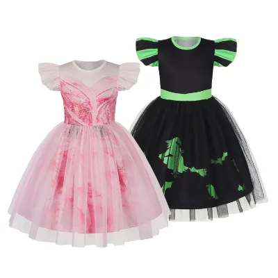 TV& Movie Costumes Pink Glinda Costume Kids Black Elphaba Dresses for Girls Cosplay Dress up Halloween Disguise Witch Costume