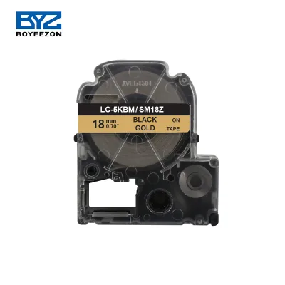 High Quality 18mm Black on Gold Blank Colored Cassette Tape LC-5KBM SM18Z for Epson Ribbon Typewriter