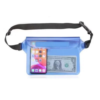 Triple Layer PVC Waist Strap Fanny Pack Summer Outdoor Sports & Beach Waterproof Pouch Swim & Dive Bag