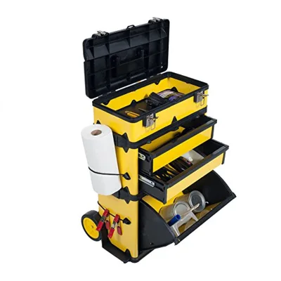 Hard 3 in 1 Rolling Tool Box Chest Metal Trolley Portable Tool Chest