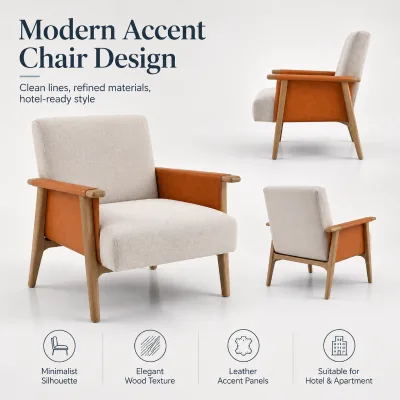 White Leather Premium Hotel Accent Chairs Pair of Two for Hotel Lobby Main Waiting Area and Entrance