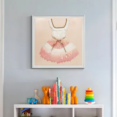 JZ Kids Room Skirt Decoration 3D Acrylic Shadow Box Mixed Media Art Wall Artwork Girls Room Handmade Deep Plexiglass Painting