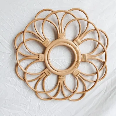 Handmade Rattan Flower Wholesale Cheap Price Aesthetic Room Decor Wall Hanging Natural Flowers for Home