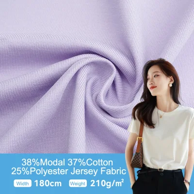 Fabric Factories White Jersey Knit 38%modal 37%cotton 25%poly Tshirt Glitter Jersey Fabric for Modal Fabric