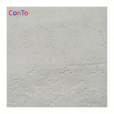 New Design Lace Doili Voile Embroidery Cotton French Terry Fabric
