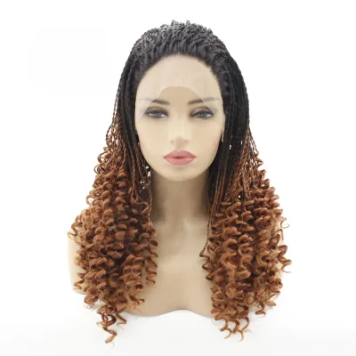 13*4 Front Lace Female Two-Strand Braid Synthetic High Temperature Silk Wig Long Length Small Roll Dreadlocks