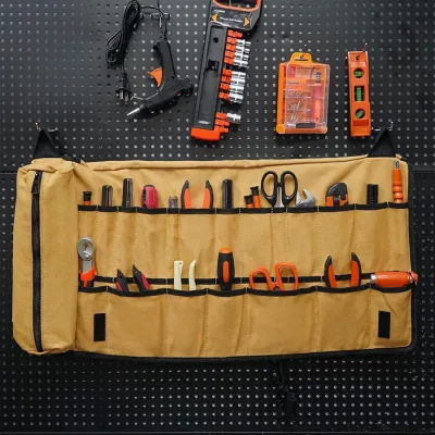 Heavy-Duty Large Capacity Portable Wrap Roll Tool Bag for SAE Combination Wrench Organizer Foldable Car Mechanic Electrician