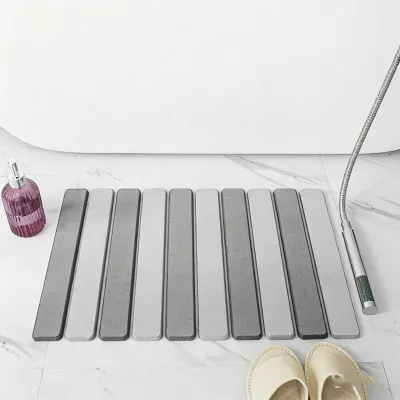 Foldable Diatomaceous Earth Hard-Surface Mat: Absorbent, Quick-Drying, Non-Slip Bathroom Entryway Mat for Home Use
