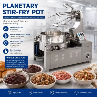Steam gas Electromagnetic Heated Planetary Cooking Kettle for Tomato Sauce Processing