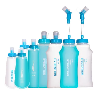 HYD TPU Blue Transparent Portable Foldable Sports Bottle Filter Core 300/400/500ml Waterproof Professional QC Emergency Camping