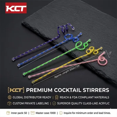 Bulk Reusable Acrylic Drink Stirrers Multi-Color Swirled Pattern Swizzle Sticks Dishwasher Safe Bar Tools for B2B Procurement