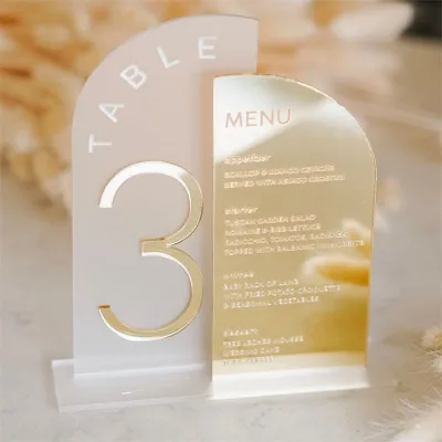 Customized Style Acrylic Wedding Arch Bar Drink  Menu for Wedding Reception Acrylic Table Sign