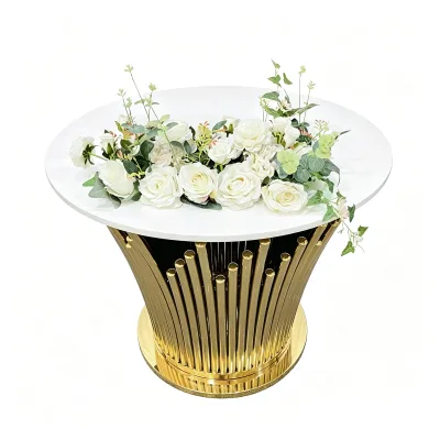 Stainless Steel Golden Centerpieces Round Wedding Cake Table Dessert Stand