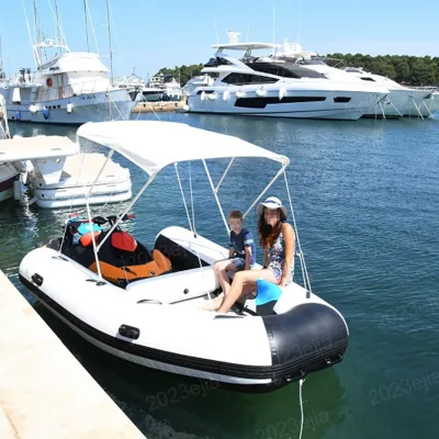 Wear Resistant Outdoor Water Sport Floating Platform With Sun Shade Dock Inflatable Jet Ski Expand Boat