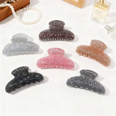 New 9cm PVC Hair Claw Clips Glitter Hair Claw Sequined Starry Like Shark Clip Claws