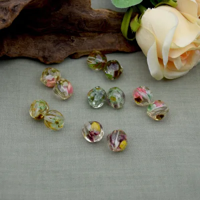 Wholesale Special Shaped Dried Flower Bead Pendants DIY Resin Bracelets Earrings Pendant Accessories with Holes