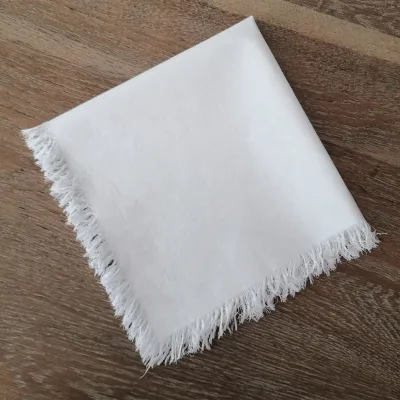 N064-18 Linen Cotton 18"x18" Customized in Different Colors Tassels Lace Hem Fringe Blank Napkins