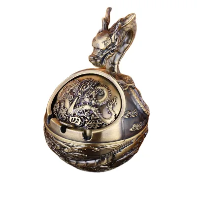European-style Metal Household with Cover  High-end Dust-proof and Shock-proof Office Ashtrays