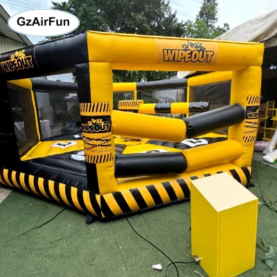 Carnival Amusement Inflatable Wipeout Game Durable PVC Mechanical Sweeper Game with 8-Person Capacity for Outdoor Event Rental