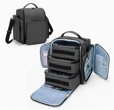 BSCI GRS Heavy Duty Nail Tech Tool Bag-Large Capacity Case with 3 Detachable Pouches for Professional Use