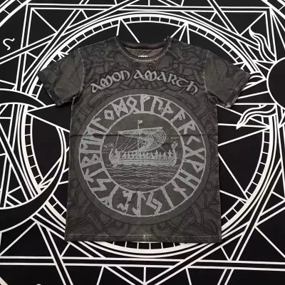 Grey Print Short Sleeve T-shirt Street Trend Pickled Wash Men's Cotton T-shirt Oversized Crew Neck T-shirt