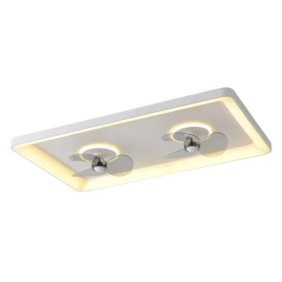 Living Room Large Rectangle Dimmable LED Ceiling Fan Lamp with 5 Blades Ultra-Quiet Operation Modern Luxury Bedroom Decor