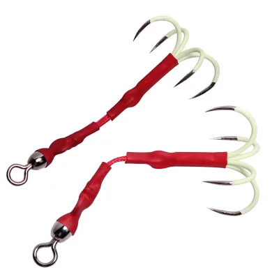 16# 18# Fishing hook with Japanese swivel Luminous Sea Saltwater Fourth Barbed fishing Jig Hook assist glow Jigging Hook