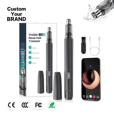 Custom Logo Visual Ear Nose Hair Trimmer with Camera Waterproof Rechargeable Grooming Tool
