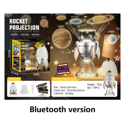 Birthday Gift Party Creative Multi-function for Music Three-color Night Light Plastic Rocket Projection Toy for Kids