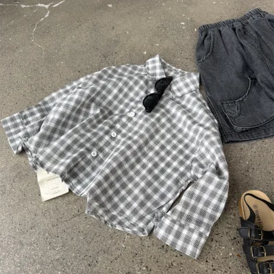 New Hot Selling Fashion Wholesale Spring Autumn Long Sleeve Casual Classic Plaid Boys Children Kids Shirt