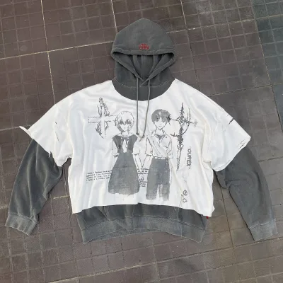 Guangzhou 300gsm Cotton Double Layer Hoodie High Quality Print Streetwear for Men Oversized Boxy Fit Graphic Lined 100% Cotton