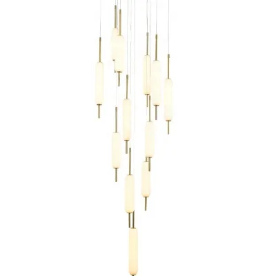 Rustic Industrial LED Crystal Chandelier Smart Dimming Hanging Pendant for Hotel