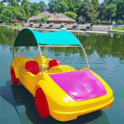 Popular Water Electric Equipment Amusement Park 4 Seats Car Shaped Electric Boat PE Paddle Boat